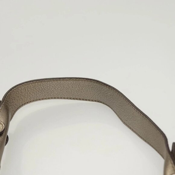 Salvatore Ferragamo Gancini Bag Leather Champagne Gold Silver Auth - Picture 6 of 16